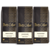 Peet's Coffee Dark roast Bundle - 3 brown 16 oz bags of French Roast, House Blend and Italian Roast Coffees