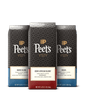 Three Peet's coffee bags with different blends on a black background