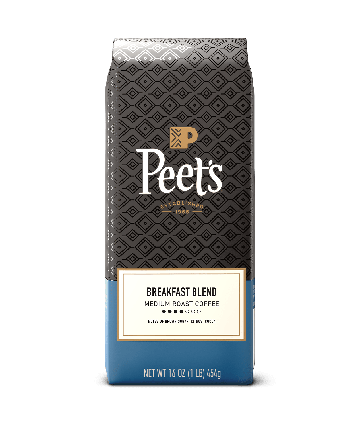 Peet's Coffee Breakfast Blend package on a transparent background