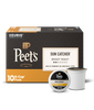 Box of Peet's Luminosa K-Cup pods with a single pod on a white background