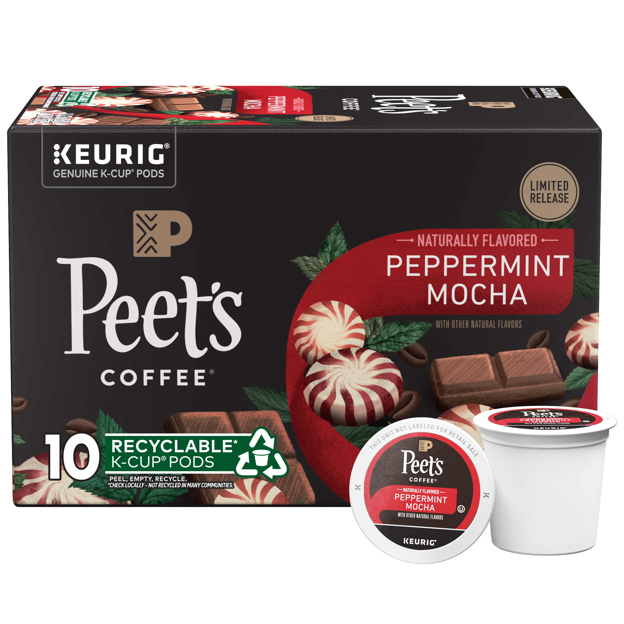Peppermint Mocha K Cup Pods Free Shipping Over 49 Peet s Coffee