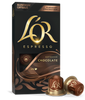 LöR Espresso chocolate capsules packaging with two capsules on a white background