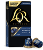 Lor Espresso decaffeinated capsules packaging with capsules on a white background