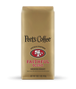 Peet's Coffee SF 49'ers Faithful Blend Medium Roast beans in a gold 16 ounce bag