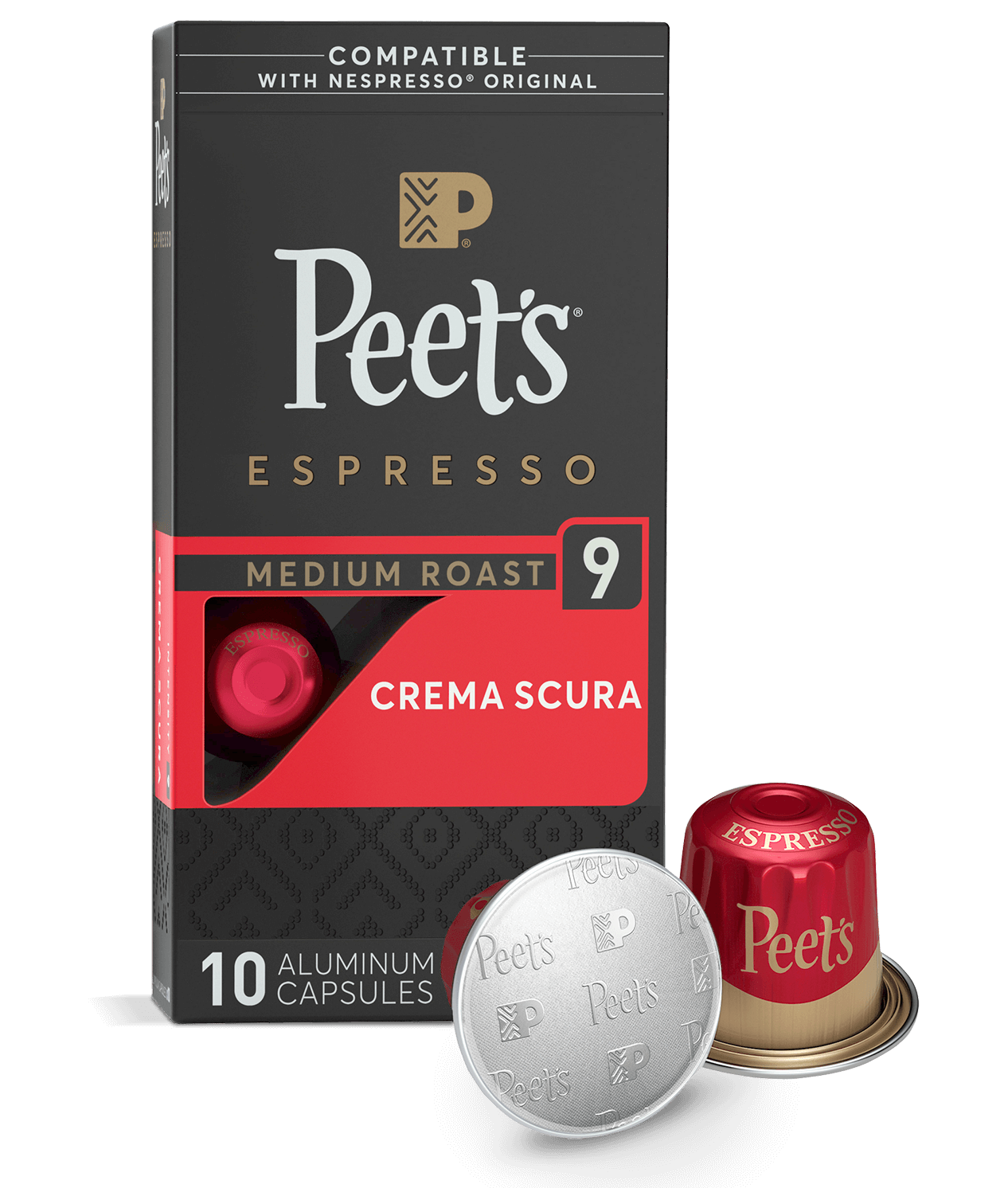 Peet's Coffee, Medium Roast Espresso Pods Compatible with Nespresso  Original Machine, Cafe Inspired Ricchezza Intensity 8, 100 Count (10 Boxes  of 10